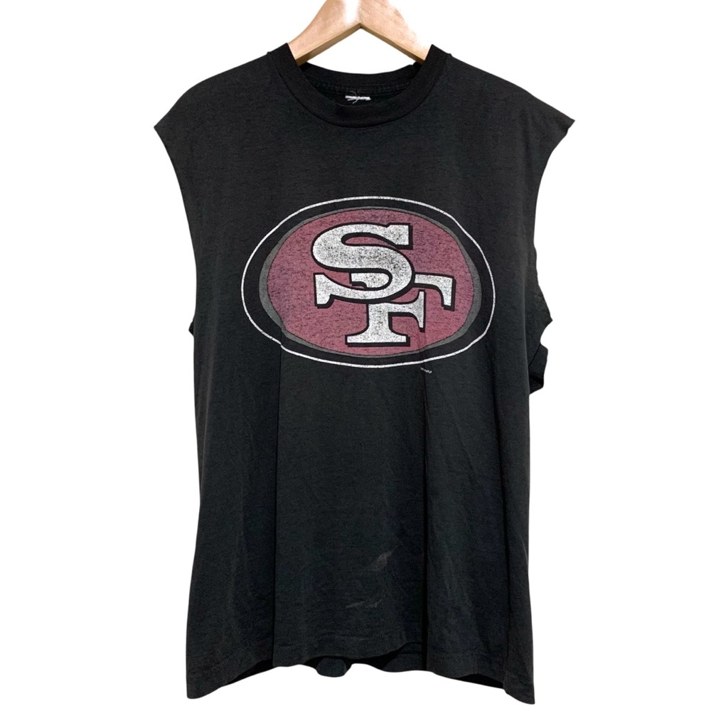 Vintage 1997 San Francisco 49ers Logo Black Sleeveless Cutoff Muscle T-Shirt XXL
